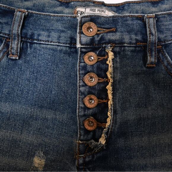 Free People Womens 26 Exposed Button Fly Cutoff Denim Jean Shorts - Picture 8 of 10